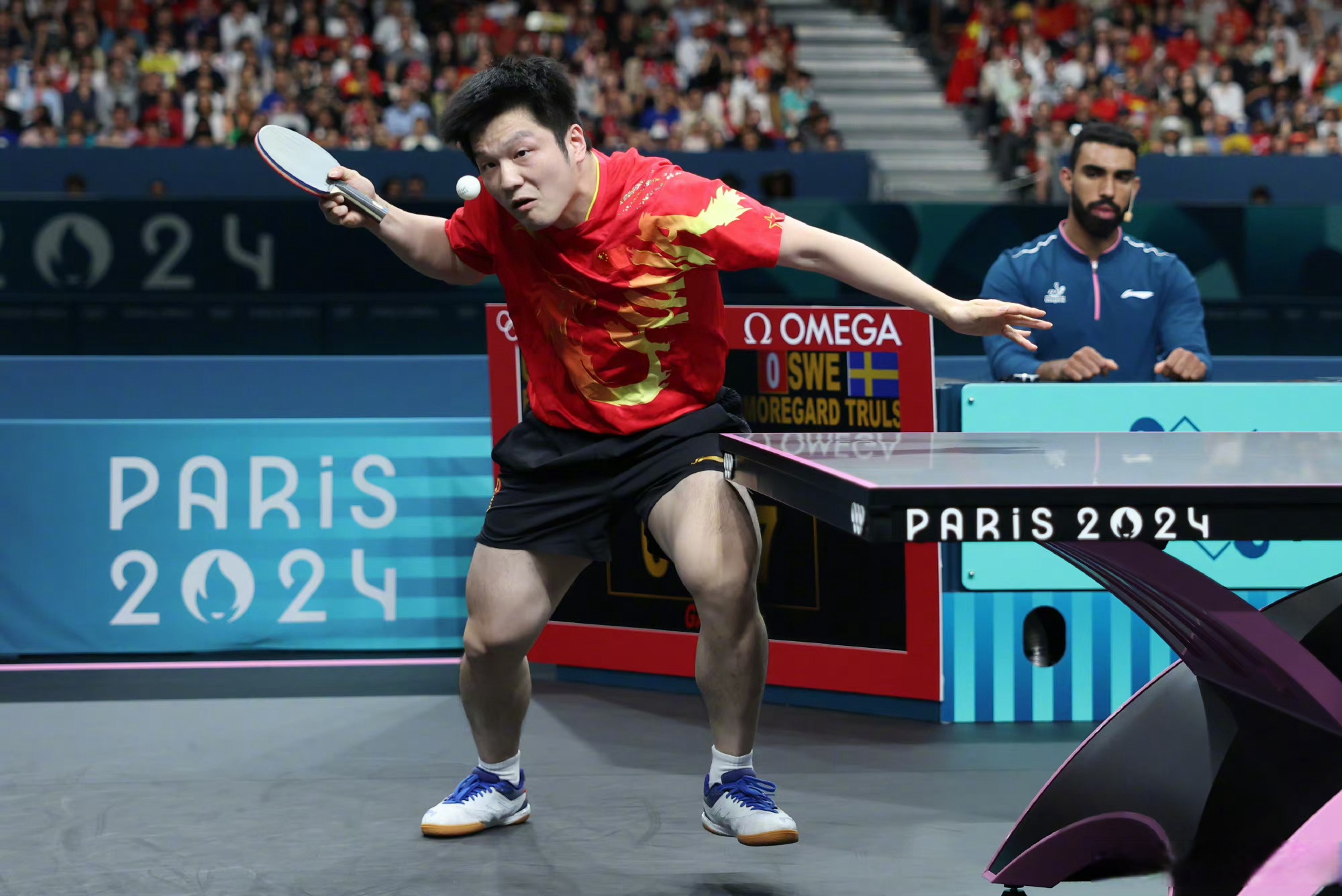 奥地利乒乓球队强势法国乒乓球队，马龙制霸全场